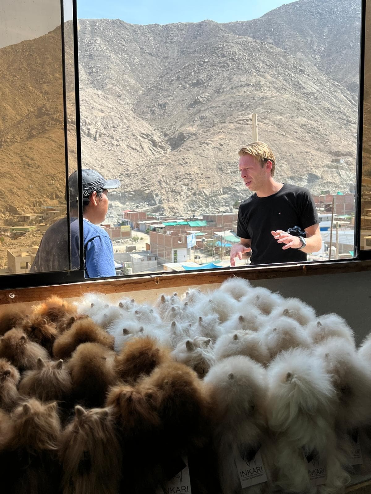 Sorting raw alpaca fleece by hand in Peru